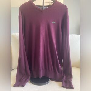 Lacoste Men's Deep Maroon V-Neck Sweater